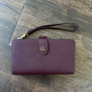 Ralph Lauren Burgundy Wristlet Wallet